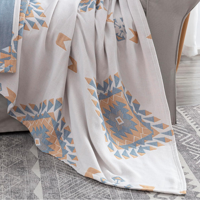King Size Multi-Color Cotton Boho Reversible Throw Blanket