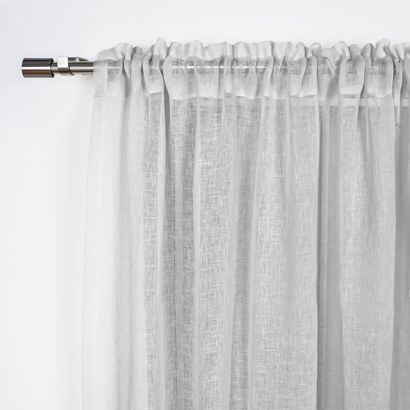 Larkin Linen Sheer Single Curtain Panel Panel, 52" W x 108" L, Light Gray