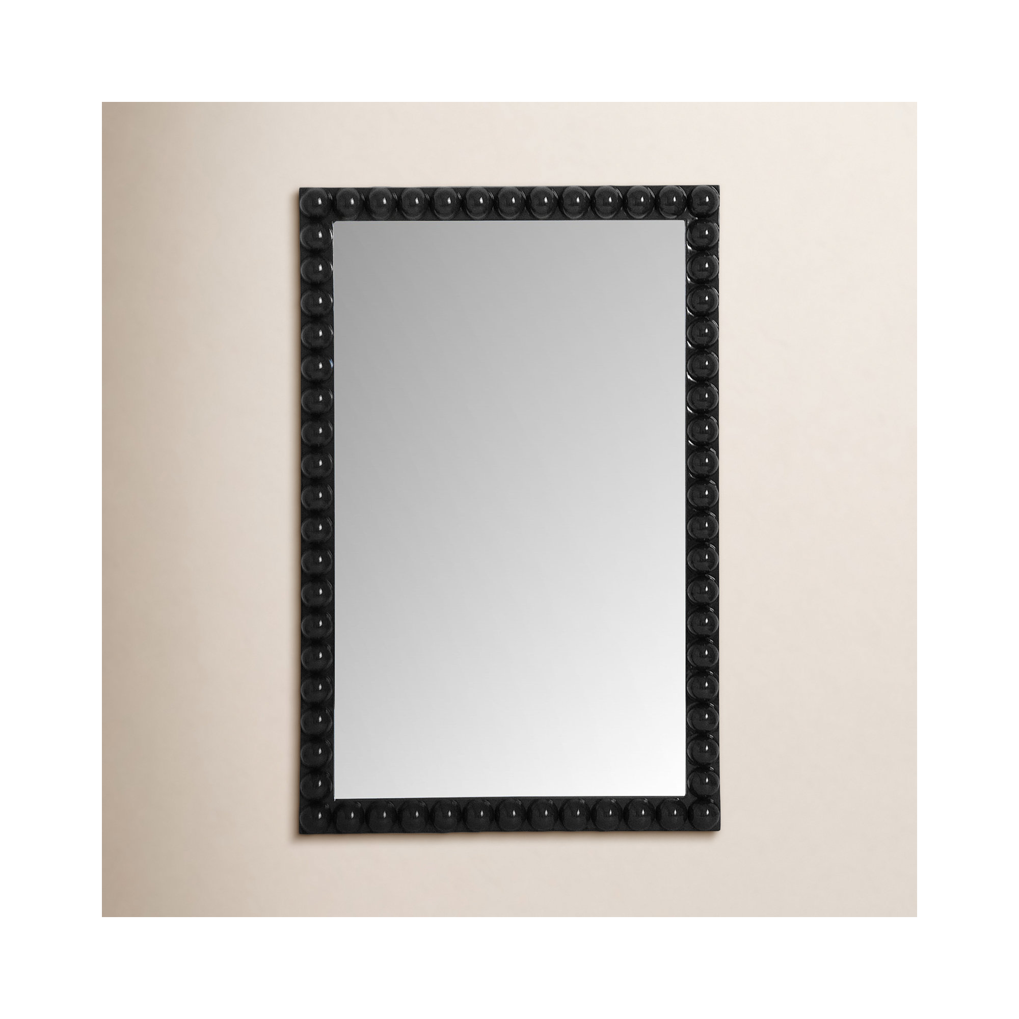 Varsha Rectangle  Glossy Nickle Mirror, Black