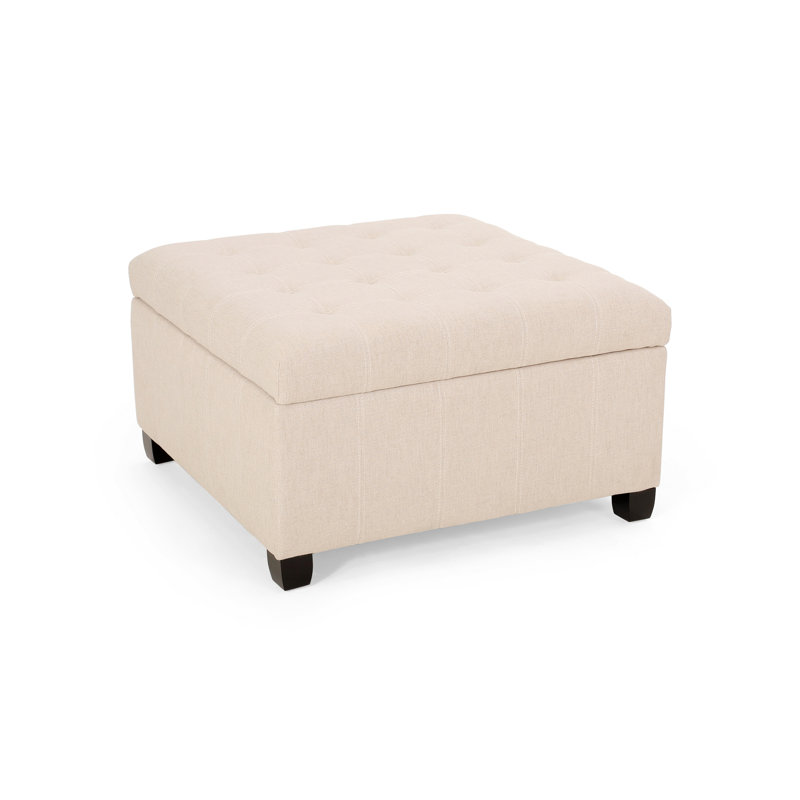 Anikait Tufted Storage Ottoman, Upholstered Ottoman, Wheat Fabric