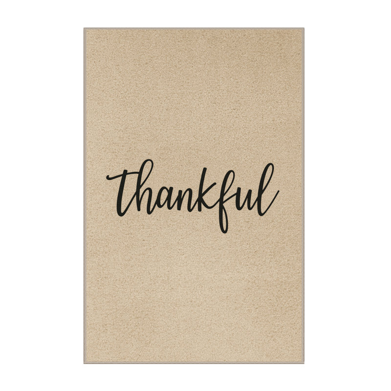 Machine Washable Highbridge Thanksgiving Modern & Contemporary Abstract Rug in Beige – Beige Binding, 3x5