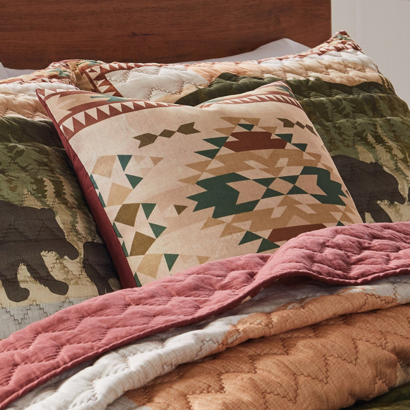 Benzara Throw Pillow - 18 Inch Geometric Southwest Pattern Brown and Multicolor Polyester Accent Pillow