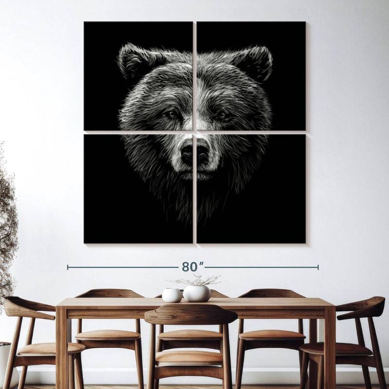 Visage d'un grizzly, H 74 po x l 74 po
