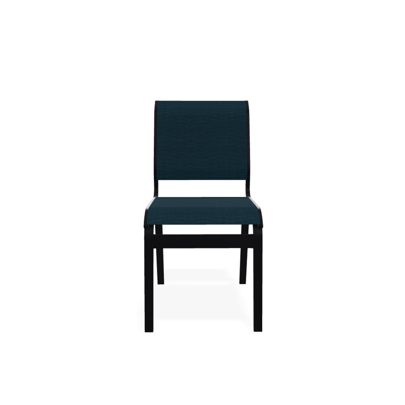Chaise d'appoint de salle à manger Hiraku, Noir texturé, Sunbrella® bleu sarcelle