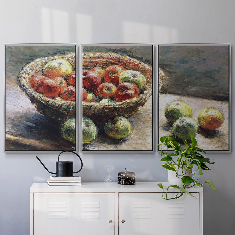 Assiette aux pommes, 1880, 3 pièces, H 36 po x l 75 po x P 2 po, Argent