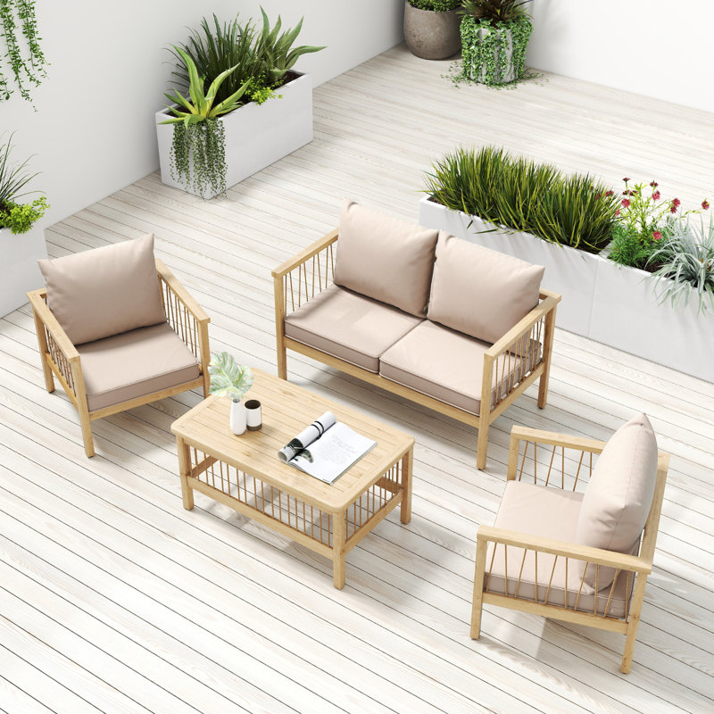 Ensemble de coussins de chaise d'extérieur 4 pièces, 22 po x 22 po, coussins de siège de patio résistants à l'eau pour le remplacement des meubles