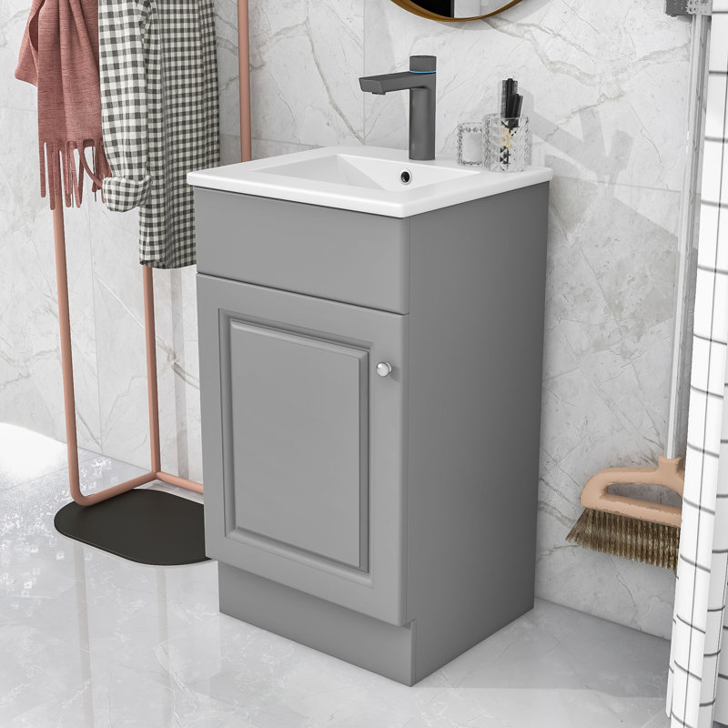 Elegant Bathroom Vanity with Sink and Soft-Close Door, Gris