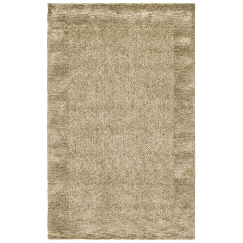 Soho 181 Hand Tufted Viscose/Wool Chevron Rug in Green, Rectangle 5' x 8'