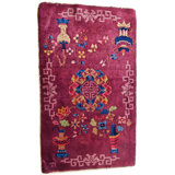 Antique Art Deco Small Scatter Size Wool Rug