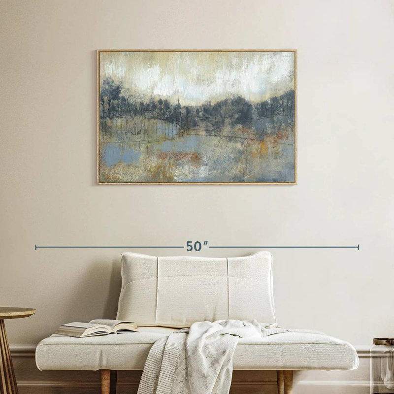 Horizon gris froid I, Cadre flottant en bois naturel, 37 po x 25 po