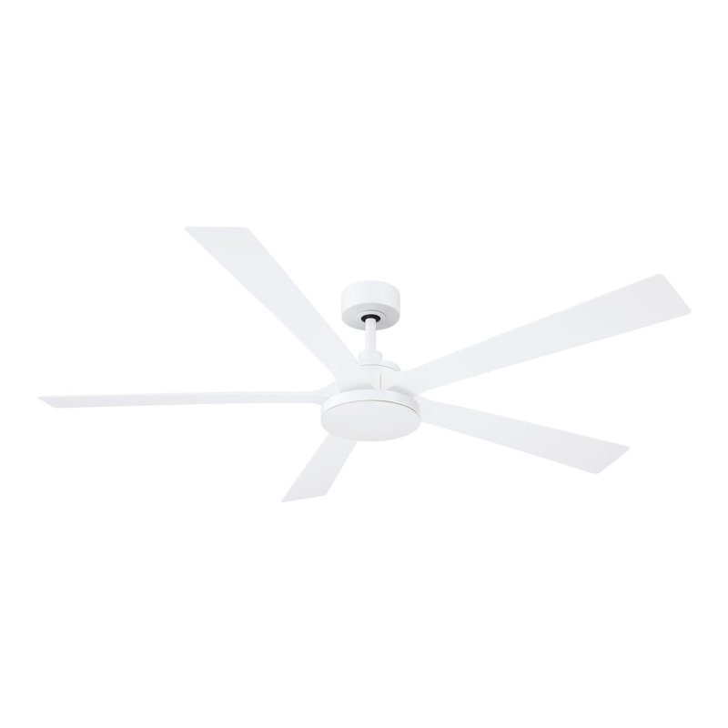 TorchAire 64 inch Indoor/Outdoor Ceiling Fan with LED CCT Select Light Kit - Matte White with Matte White blades, White