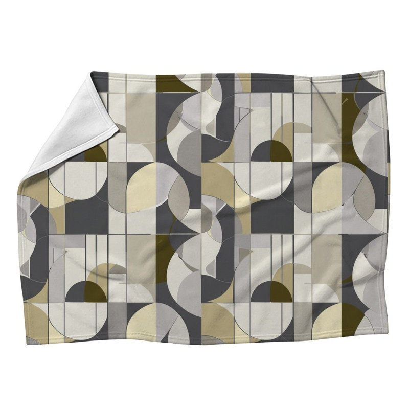 Jeté polaire à motif floral pour canapés ou lits, L 50 po x L 60 po, Géométrique or