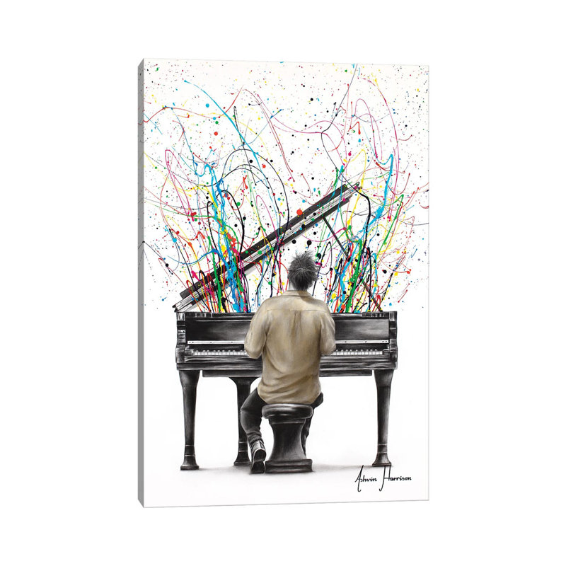 La giclée sur toile tendue The Piano, H 18 po x l 12 po