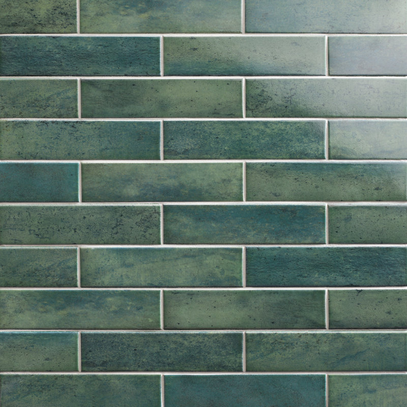 Capri 3" x 10" Porcelain Stone Look Subway Wall Floor Use Tile, Green