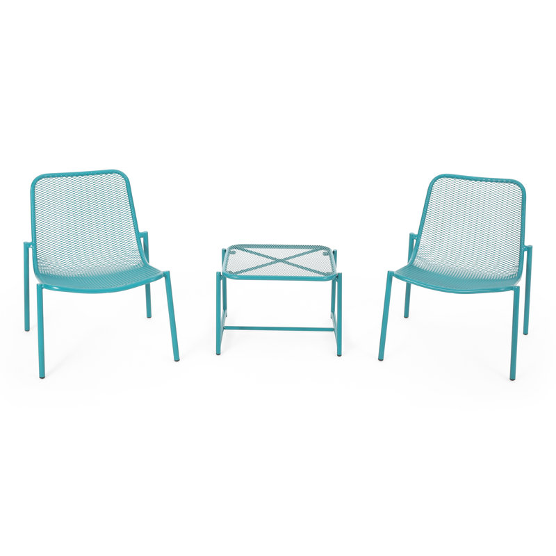 Akers Wood 2 - Person Patio Conversation Set, Matte Teal