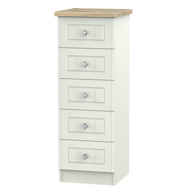 Fully Assembled Zenfield 5 Drawer, Kashmir Ash/Bordeaux Oak