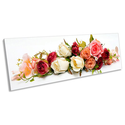 Bouquet Rose Flowers - Wrapped Canvas Panoramic Print