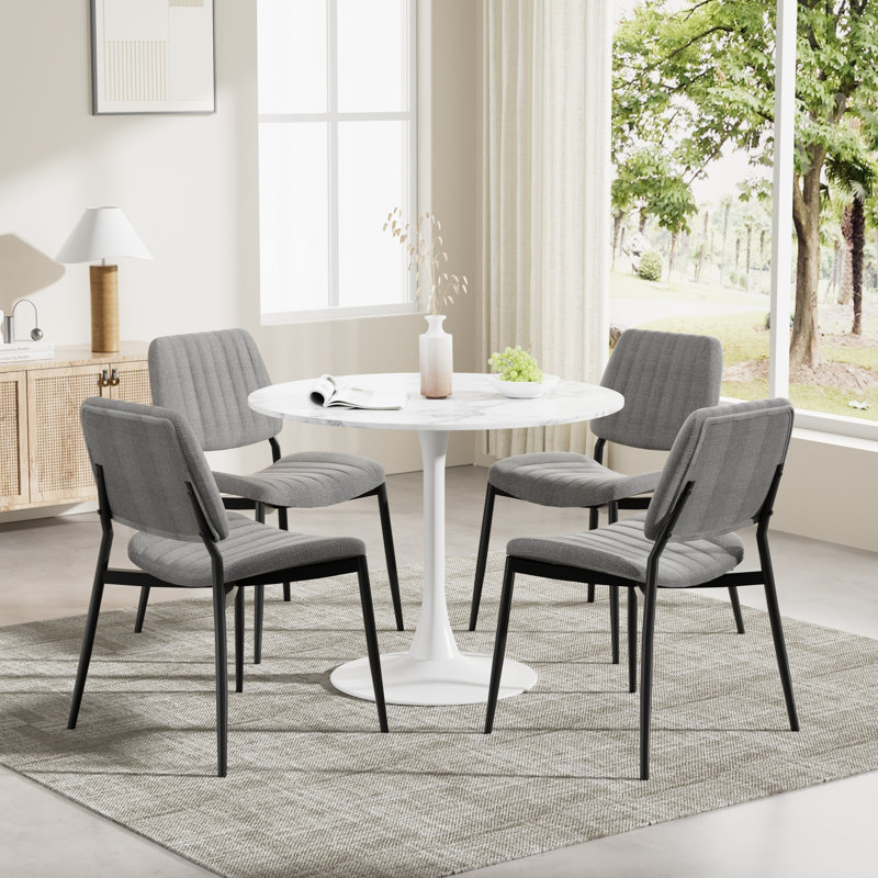 Ensemble de table et chaises de salle à manger à piédestal moderne 5 pièces, Gris