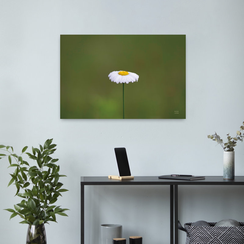 Art contemporain, paysage de marguerite abstraite, H 16 po x l 24 po
