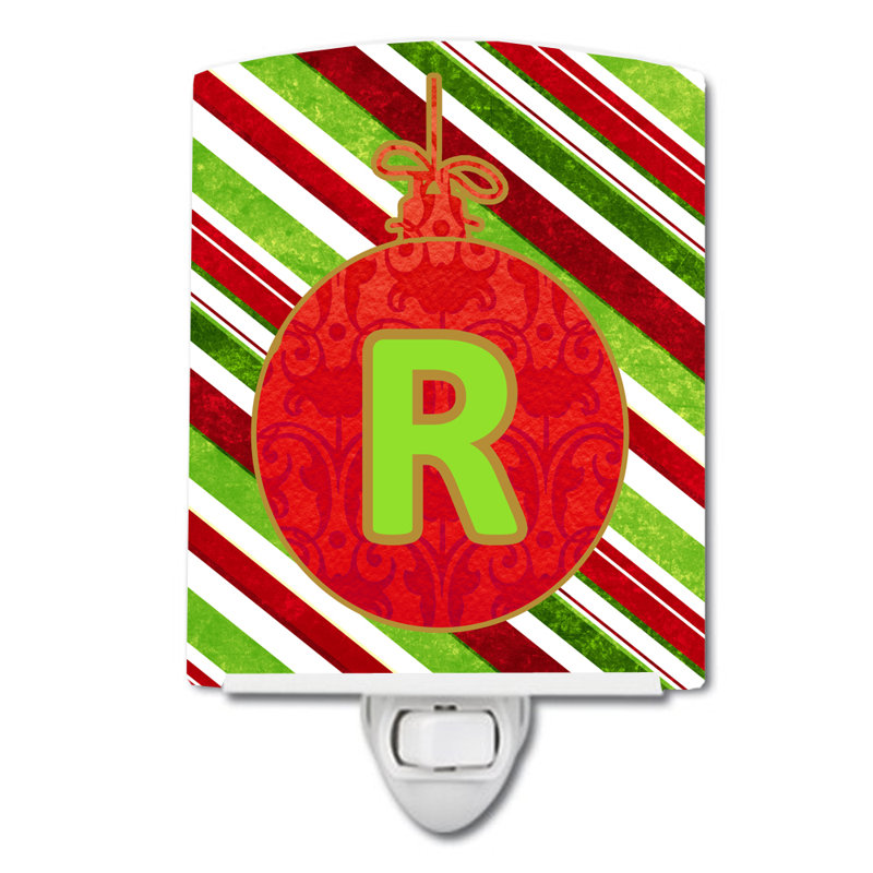 Christmas Oranment Holiday Initial Ceramic Night Light, R