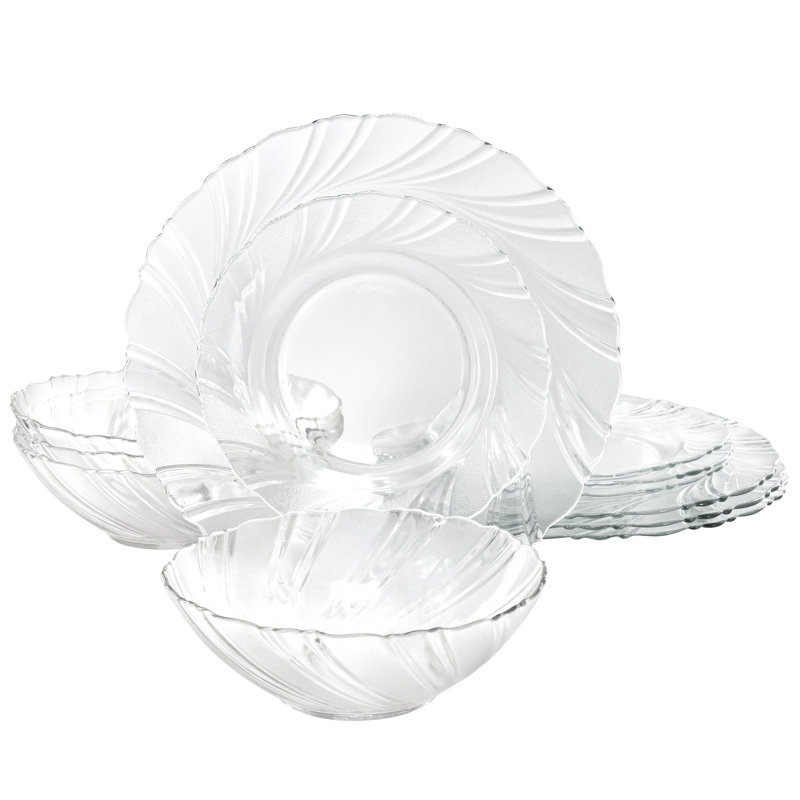 Service de table en verre 12 pièces Gibson Home Millenium Swirl
