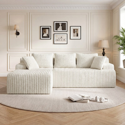 Boneless 96" L-Shaped Boneless Modular Cloud Couch Sectional Sofa