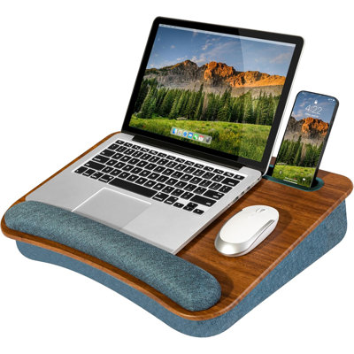 Portable Laptop Lap Desk with Pillow Cushion, Anti-Slip Strip,Espresso Woodgrain