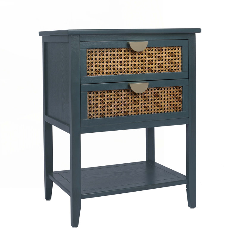 Wood Console Table with 2 Drawers,Shelf, Green