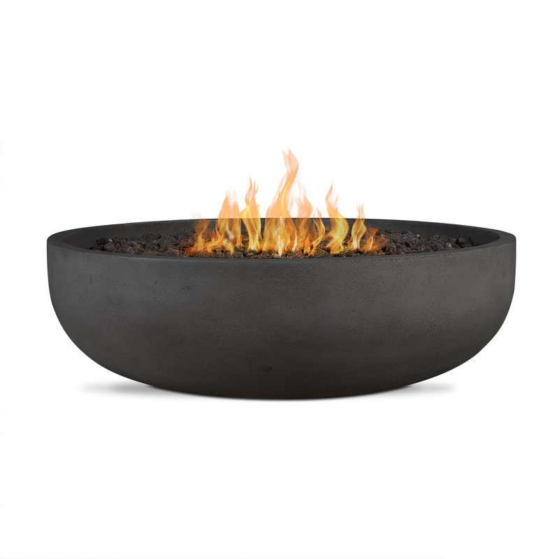 Carson 38" Round Concrete Propane Fire Pit in Carbon by Jensen Co., 14.5" H x 48" W x 48" D, Natural Gas, Black