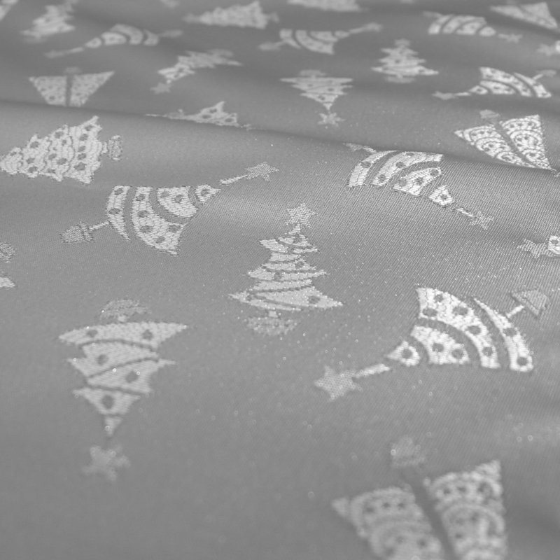 Kadey Brocade Dining Linens, 84" x 56", Silver