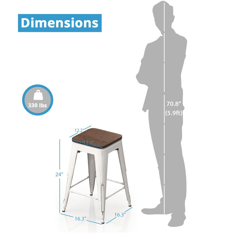 Tabouret de comptoir 24 po, Blanc