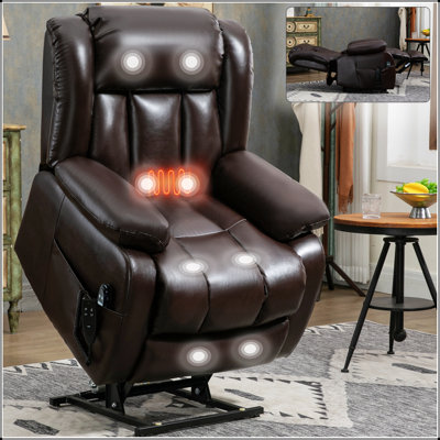 Fauteuil inclinable électrique brun à deux moteurs à position infinie jusqu'à 350 LBS