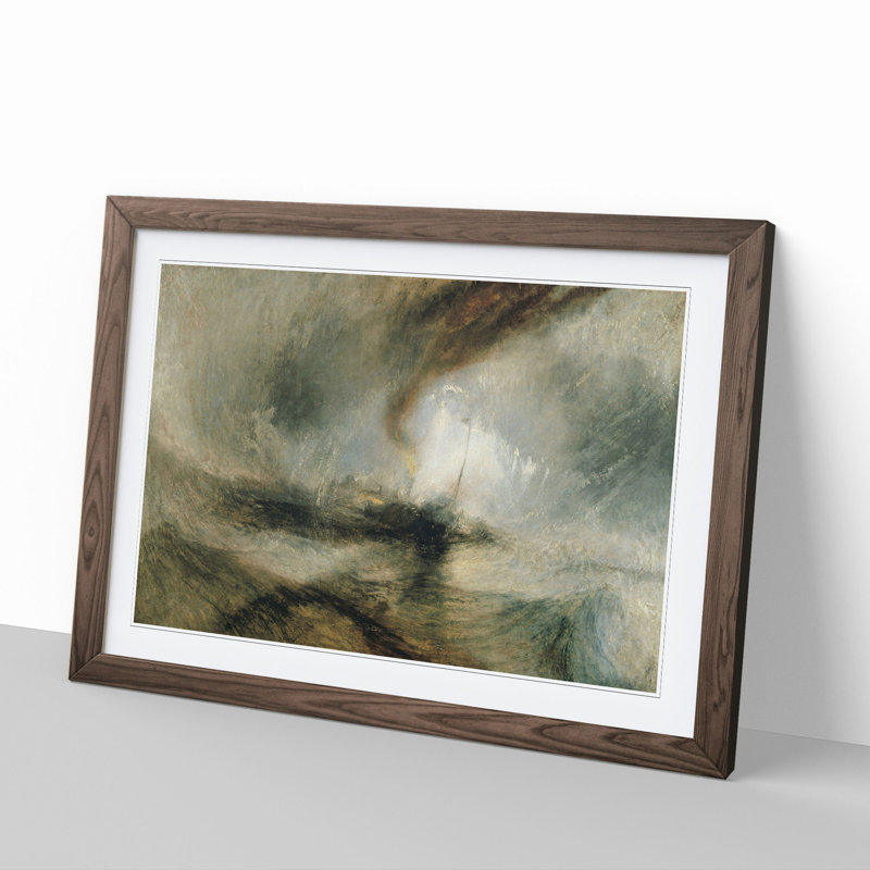 Snow Storm by Joseph Mallord William Turner - Picture Frame Painting, 27cm H x 36cm W x 2cm D, Walnut Framed