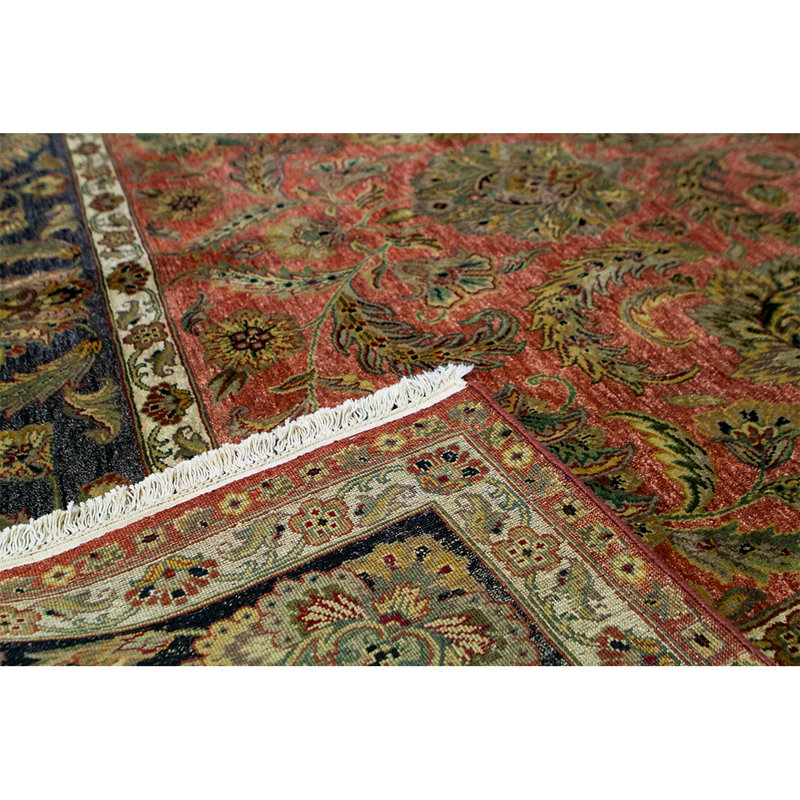 Tapis rouille et noir noué à la main de haute qualité