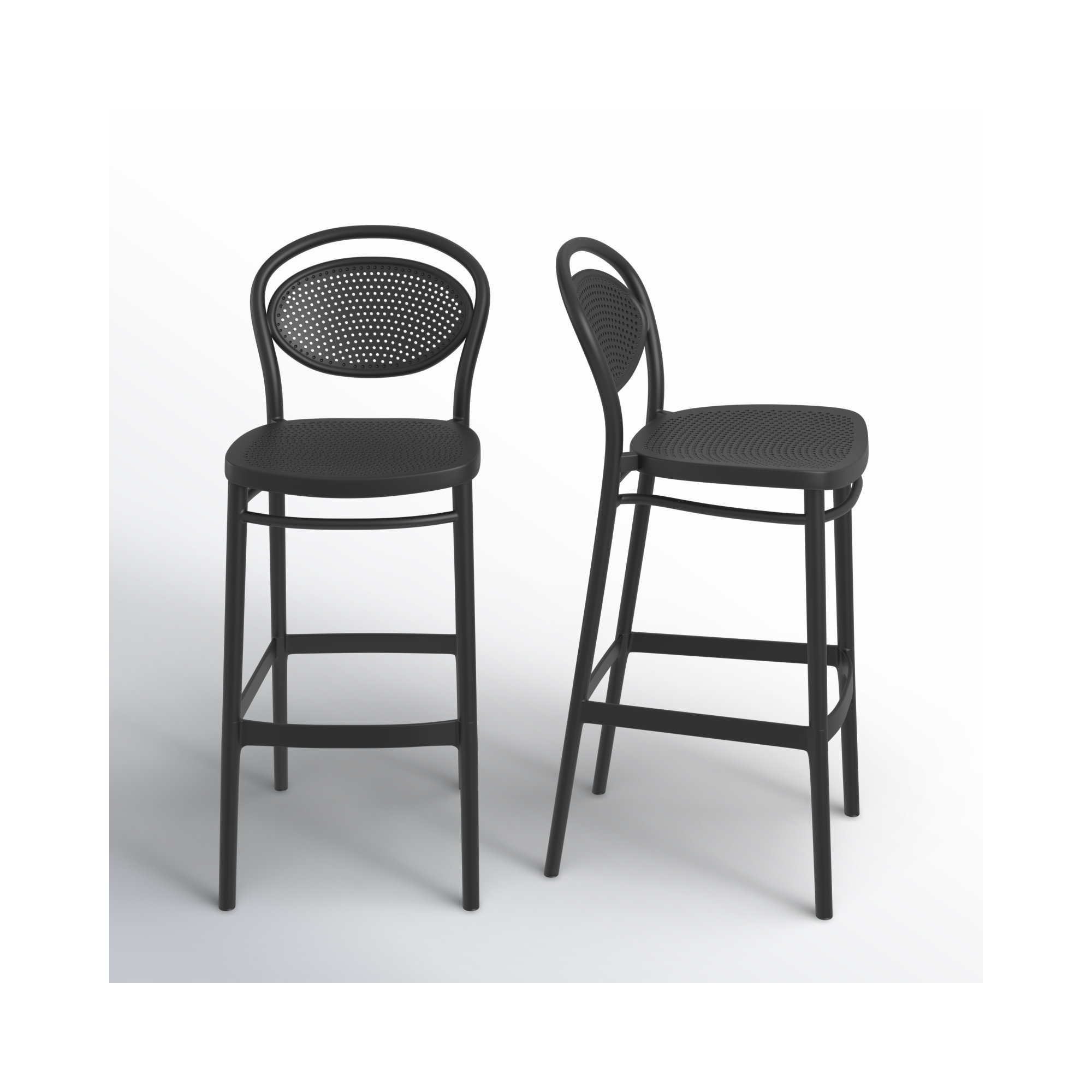 Farrah Outdoor Bar Stool, Black, Bar Stool (29.5" Seat Height)