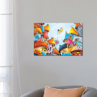 Moonflower Day in the City of Cats 1 Piece Wrapped Canvas Painting