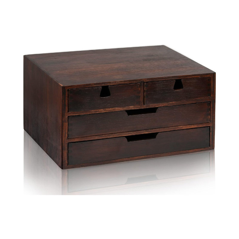 Solid Wood Desk Organiser, Brown