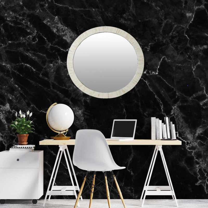 Berck Bone Round Wall Mirror, 34" x  34"