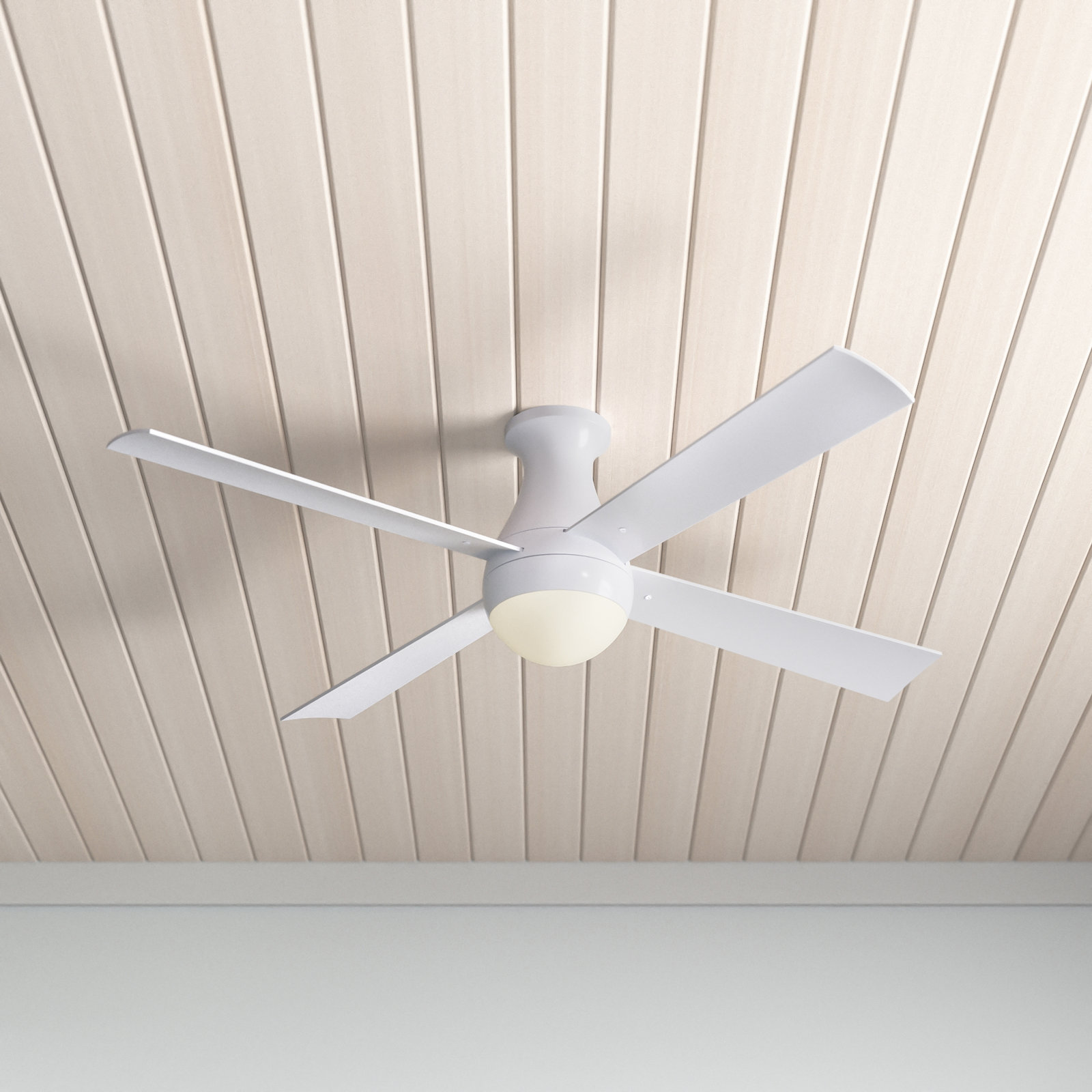 52" Ceiling Fan with LED Light Kit, Gloss White, Handheld Remote Control (2-wire), Aluminum
