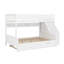 Lit superposé avec lit gigogne et escalier, lit superposé en bois massif avec tablettes de rangement, escalier et lumières DEL-460199397