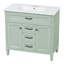 Meuble-lavabo 36 po avec lavabo, cadre en bois aggloméré durable et en bois massif, tiroir supérieur rabattable, portes à fermeture en douceur, 2 tiroirs de rangement, lavabo en céramique élégant, meubles-lavabos