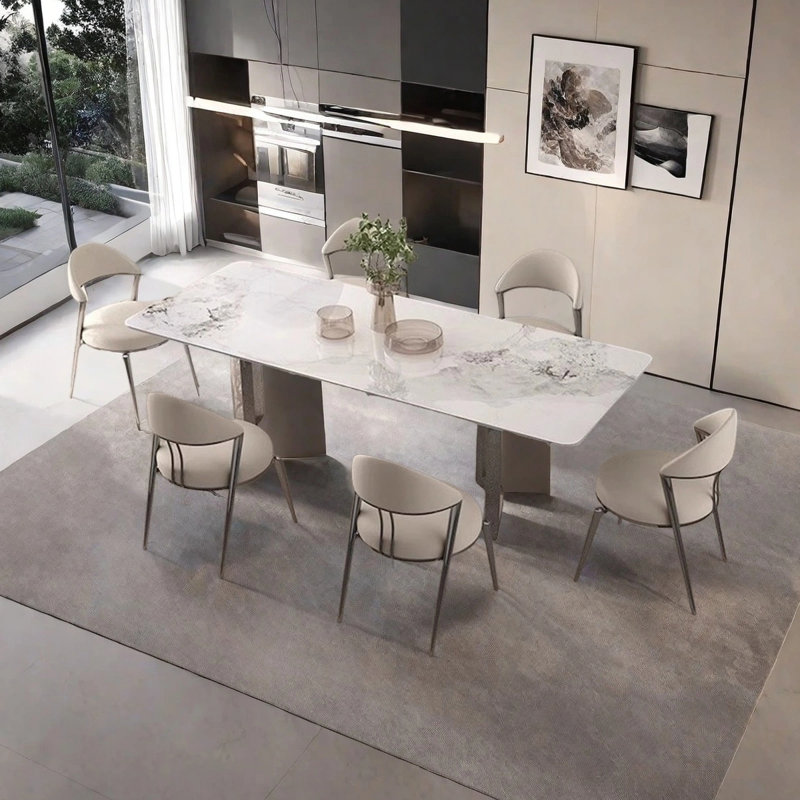 Table de salle à manger moderne de luxe, H 29,53 po x L 86,61 po x l 43,31 po