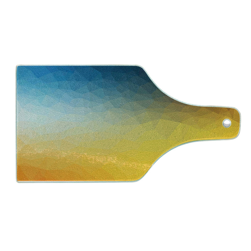 Planche à découper en verre trempé jaune et bleu Ambesonne