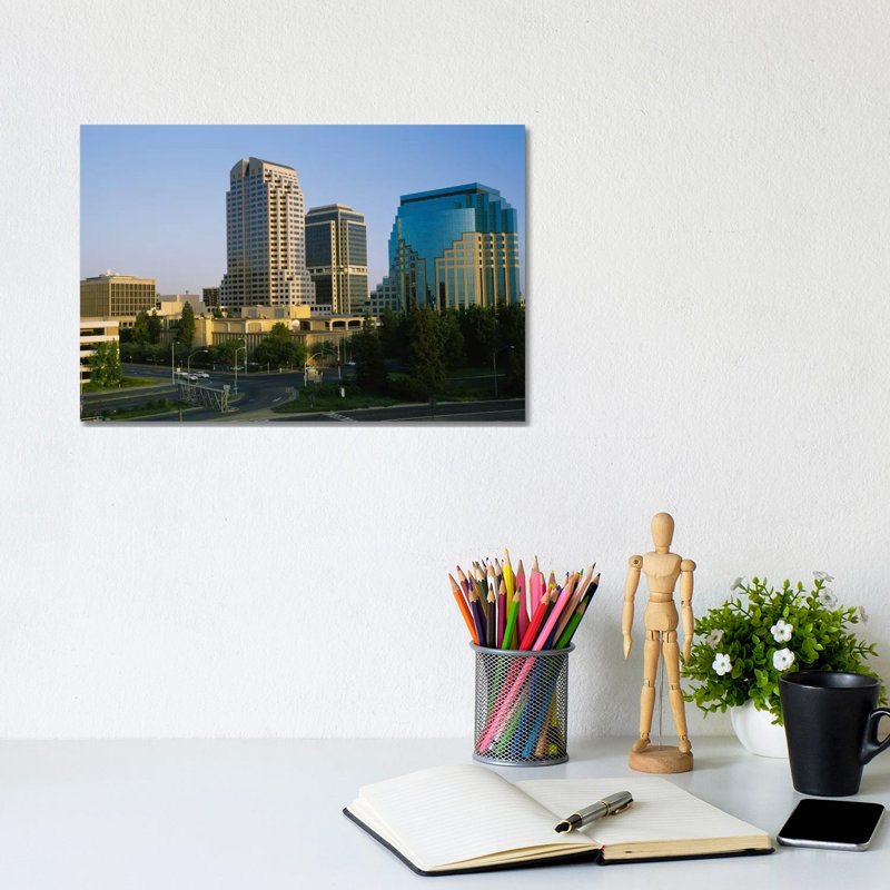 Skyscrapers in a City, Sacramento, California, USA 1 Piece Wrapped Canvas Wall Art, 20.32 cm H x 30.48 cm W