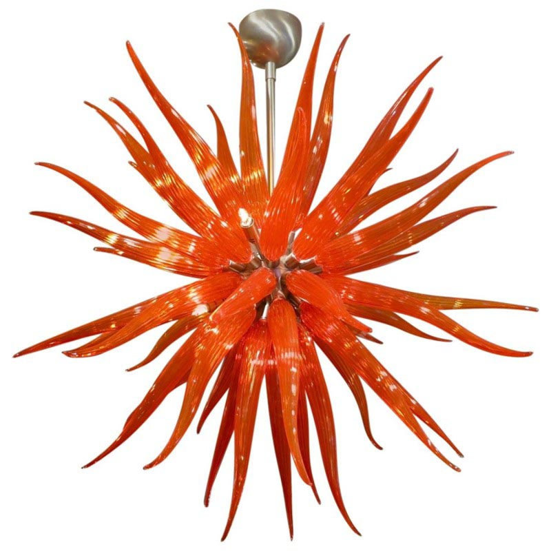 Lustre à 8 lumières Murana, Chrome chrome, Transparent / Rouge, 30” Wide x 31” Height