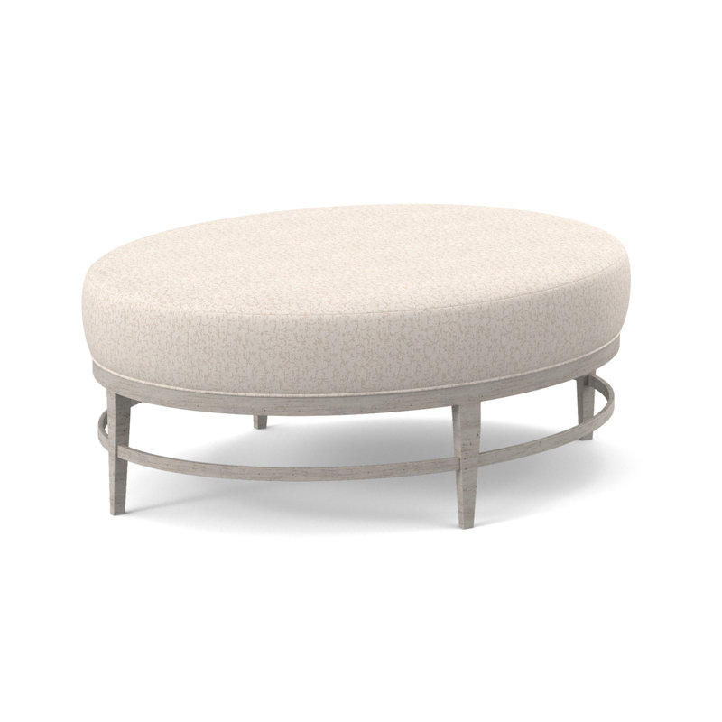 Elliptic Oval Ottoman, Bisque, Margaret Mahogany Polyester Blend