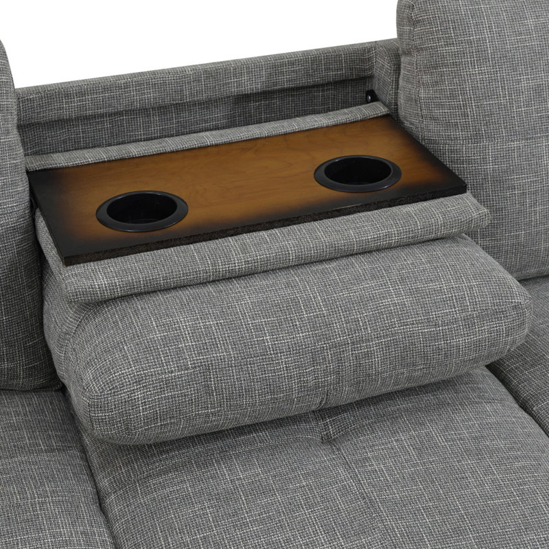 Harwant 3 Pieces 97" Wide Sectional Set,Sofa,Chaise&Ottoman, Right Hand Facing, Light Grey Linen