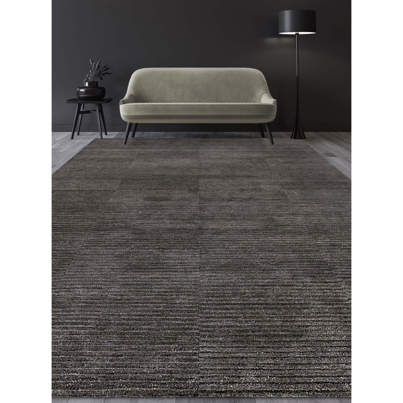 Indo Elevate Wool Striped Area Rug in Gray, Rectangle 8' x 10'