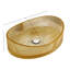 Lavabo de salle de bain vasque en verre doré 20 "de style Yuan Beach, bassin rayé de comptoir