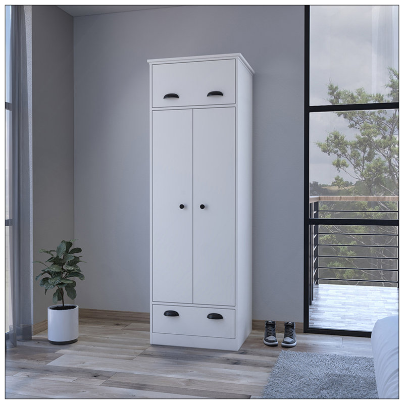 Armoire Dumas, chambre à coucher, blanc, Blanc